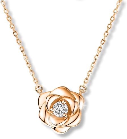 Raneecoco Rose Flower Necklace Gold Plated Sterling Silver Pendant Jewelry for Women, Hypoallergenic & Nickel Free in Saudi Arabia