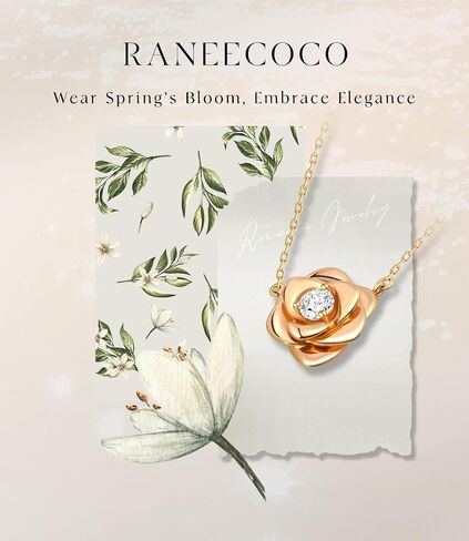 Raneecoco Rose Flower Necklace Gold Plated Sterling Silver Pendant Jewelry for Women, Hypoallergenic & Nickel Free in Saudi Arabia