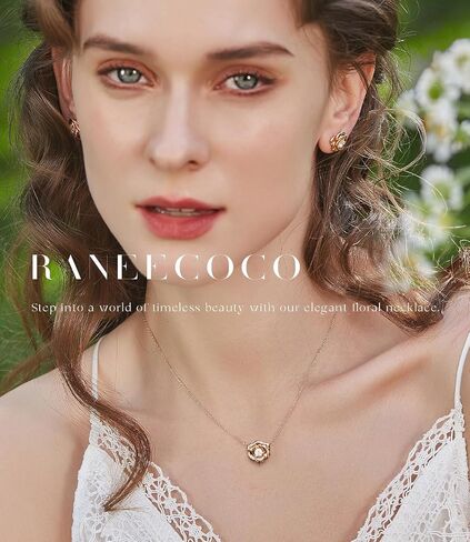 Raneecoco Rose Flower Necklace Gold Plated Sterling Silver Pendant Jewelry for Women, Hypoallergenic & Nickel Free in Saudi Arabia