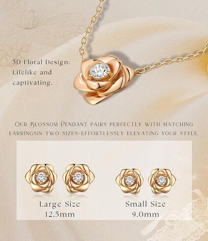 Raneecoco Rose Flower Necklace Gold Plated Sterling Silver Pendant Jewelry for Women, Hypoallergenic & Nickel Free in Saudi Arabia