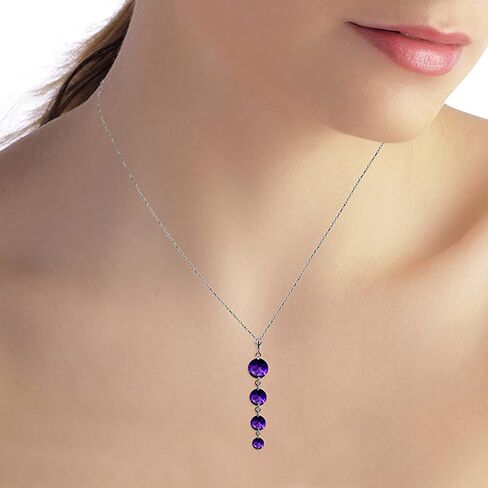 Galaxy Gold 14K Solid Gold Natural Amethyst Drop Pendant Necklace for Women - Yellow Gold Fine Jewelry in Kuwait