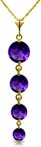 Galaxy Gold 14K Solid Gold Natural Amethyst Drop Pendant Necklace for Women - Yellow Gold Fine Jewelry in Kuwait