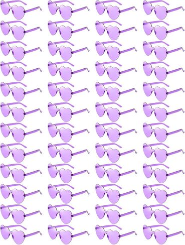 Matcheck 48 Pack Heart Rimless Sunglasses Frameless Colored Party Glasses Transparent Fun Eyewear for Adult in Saudi Arabia
