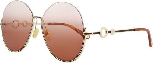 Chloé Round/Oval Sunglasses Gold Gold Orange Luxury Eyewear Made In Italy Metal Frame Designer Fashion for Everyday Luxury in Saudi Arabia