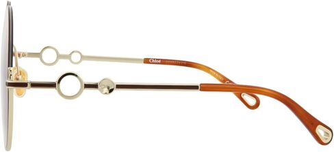 Chloé Round/Oval Sunglasses Gold Gold Orange Luxury Eyewear Made In Italy Metal Frame Designer Fashion for Everyday Luxury in Saudi Arabia