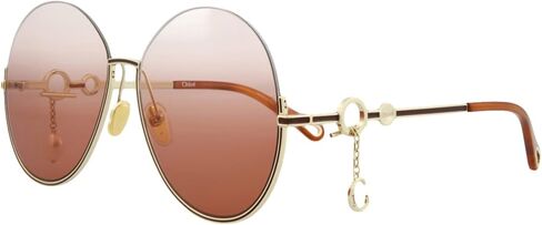 Chloé Round/Oval Sunglasses Gold Gold Orange Luxury Eyewear Made In Italy Metal Frame Designer Fashion for Everyday Luxury in Saudi Arabia