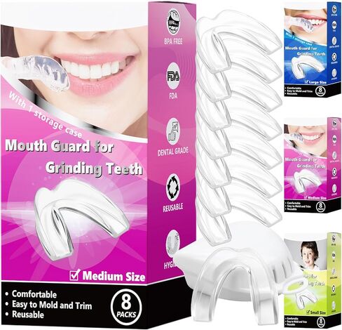 Women Mouth Guard for Teeth Grinding, Pack of 8 Moldable Mouth Guards for Clenching Teeth, Comfortable Night Guard for Teenagers Sport Athletic, Whitening Tray in Saudi Arabia