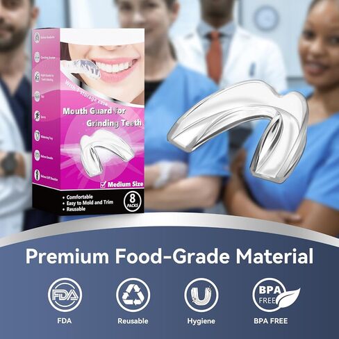 Women Mouth Guard for Teeth Grinding, Pack of 8 Moldable Mouth Guards for Clenching Teeth, Comfortable Night Guard for Teenagers Sport Athletic, Whitening Tray in Saudi Arabia