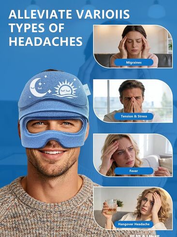 Migraine Relief Cap & Eye Mask Headache Relief Cap, Ice Face Mask, Cold Compress Head Wrap for Tension Headache Relief (Blue) in Saudi Arabia