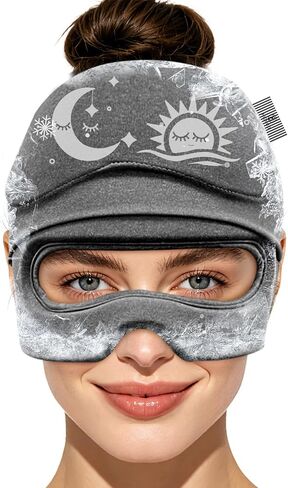 Migraine Relief Cap & Eye Mask Headache Relief Cap, Ice Face Mask, Cold Compress Head Wrap for Tension Headache Relief (Blue) in Saudi Arabia