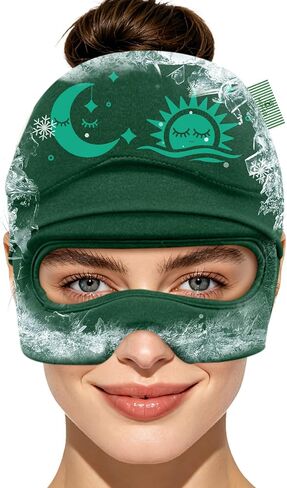 Migraine Relief Cap & Eye Mask Headache Relief Cap, Ice Face Mask, Cold Compress Head Wrap for Tension Headache Relief (Blue) in Saudi Arabia