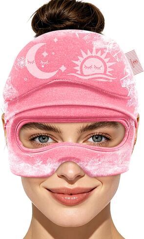 Migraine Relief Cap & Eye Mask Headache Relief Cap, Ice Face Mask, Cold Compress Head Wrap for Tension Headache Relief (Blue) in Saudi Arabia