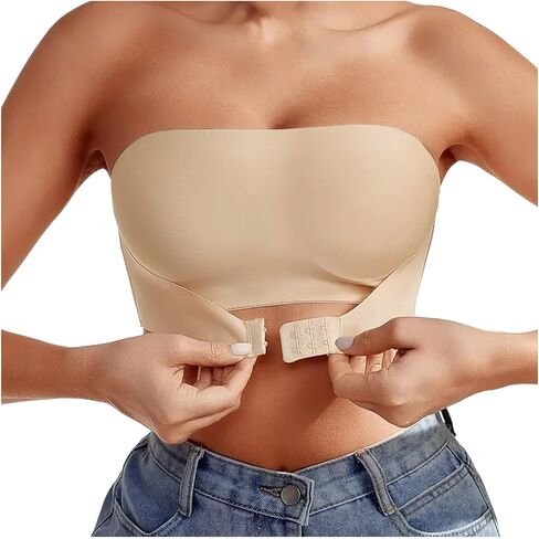 Front Closure Bras for Women Push Up Strapless Padded Bandeau Stretchy Comfortable No Underwire Tube Top Bralette in Saudi Arabia