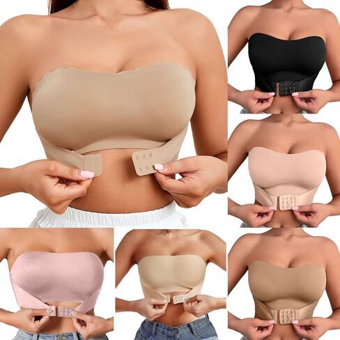 Front Closure Bras for Women Push Up Strapless Padded Bandeau Stretchy Comfortable No Underwire Tube Top Bralette in Saudi Arabia
