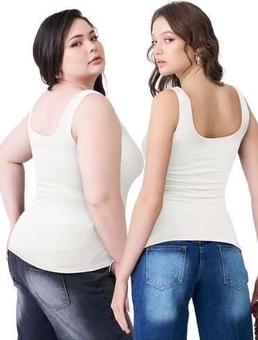 Women's Classic Square Neck Tank Top, Black, Sleeveless Basic Fitted Camisole for Casual Wear in Kuwait