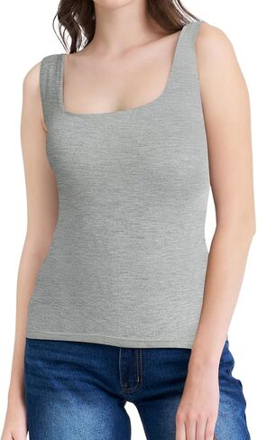 Women's Classic Square Neck Tank Top, Black, Sleeveless Basic Fitted Camisole for Casual Wear in Kuwait