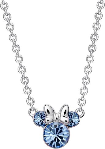 Disney Minnie Mouse December Birthstone Jewelry Set with Silver Plated Light Sapphire Crystal Stud Earrings and Pendant Necklace in Kuwait