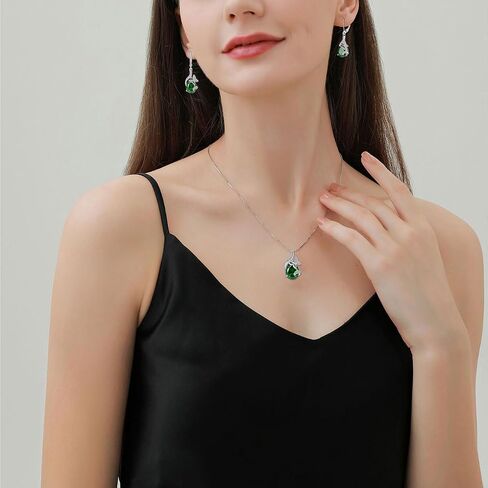 Butterfly Jewelry Set 925 Sterling Silver Necklace and Earrings Teardrop Birthstones Gifts for Women in Saudi Arabia