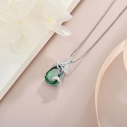 Butterfly Jewelry Set 925 Sterling Silver Necklace and Earrings Teardrop Birthstones Gifts for Women in Saudi Arabia