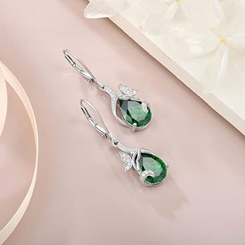 Butterfly Jewelry Set 925 Sterling Silver Necklace and Earrings Teardrop Birthstones Gifts for Women in Saudi Arabia