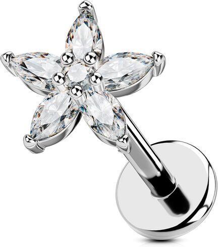 OUFER Body Piercing Cute Star Helix Piercing Jewelry 18G Helix Earrings for Women Titanium Post Tragus Piercing Jewelry Thredless Conch Helix Tragus Stud Flat Back Cartilage Earring for Women in Saudi Arabia