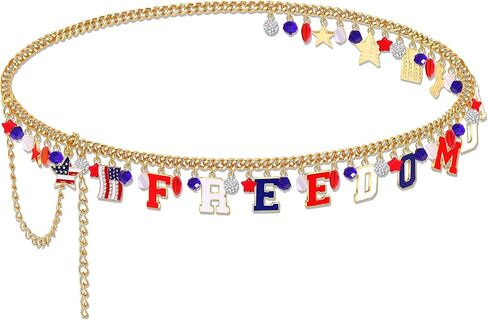 ANGLESJELL 4th of July Waist Chain for Women Adjustable American Flag Star Belly Chain Patriotic Waist Chain Body Jewelry 4th of July Outfits Accessories Gifts in Saudi Arabia