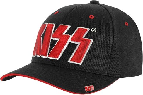 Men's KISS Red On White Logo Baseball Cap Black in Kuwait