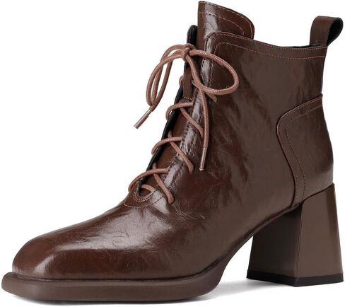 TinaCus Handmade Genuine Leather Selftie Square Toe Block Heel Ankle Boots for Women in Kuwait