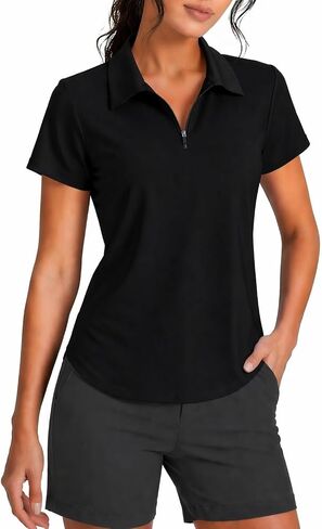 PINSPARK Womens Golf Shirt Short Sleeve UPF 50+ Tennis Polo Shirts 1/4 Zip Up Collared Quick Dry Athletic Pickleball Shirt in Saudi Arabia