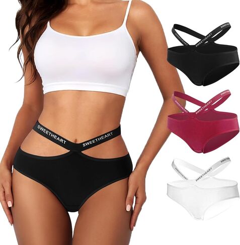 Black White Red Green Purple Dark Grey Light Gray Women's Cotton Briefs Panties Underwear Mid Waist Seamless Sexy for Women in Kuwait