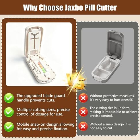 Pill Splitter 1/2,1/3 &1/4 for Small Pills,Vitamins, Tablet Crushing, Tiny Tablet Cutter with Storage Bag, Cleaning Brush and Tweezers, Pill Splitter Accurate Easy Cutting,Hidden Blade, Back Storage in Saudi Arabia