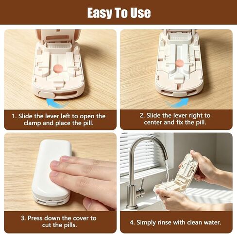 Pill Splitter 1/2,1/3 &1/4 for Small Pills,Vitamins, Tablet Crushing, Tiny Tablet Cutter with Storage Bag, Cleaning Brush and Tweezers, Pill Splitter Accurate Easy Cutting,Hidden Blade, Back Storage in Saudi Arabia