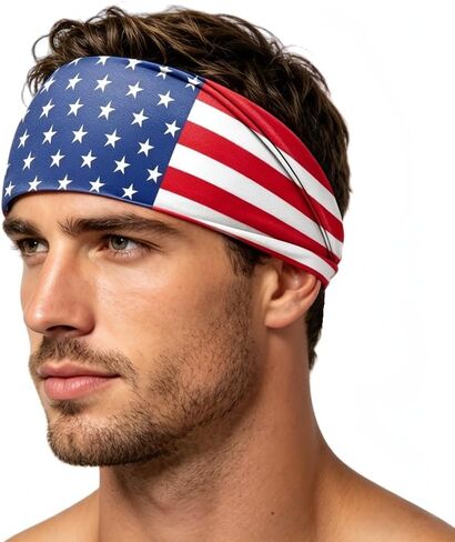 4th of July Headband Sports Headbands Men Baseball American Flag Hair Band for Independence Day in Saudi Arabia