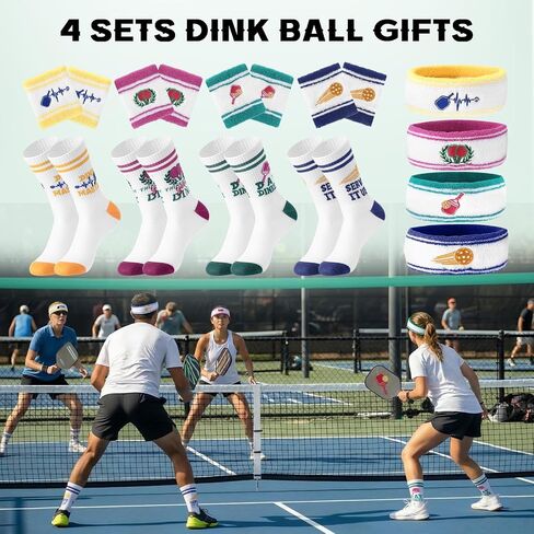 4 مجموعات من Glitopper هدايا Dinkball Dinkball عقال معصمه طاقم الجوارب Dink Ball Lover Gifts Sports Party Favors المعصم رئيس العصابات للرجال النساء اللاعبين الملحقات in Kuwait