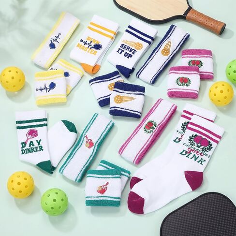 4 مجموعات من Glitopper هدايا Dinkball Dinkball عقال معصمه طاقم الجوارب Dink Ball Lover Gifts Sports Party Favors المعصم رئيس العصابات للرجال النساء اللاعبين الملحقات in Kuwait