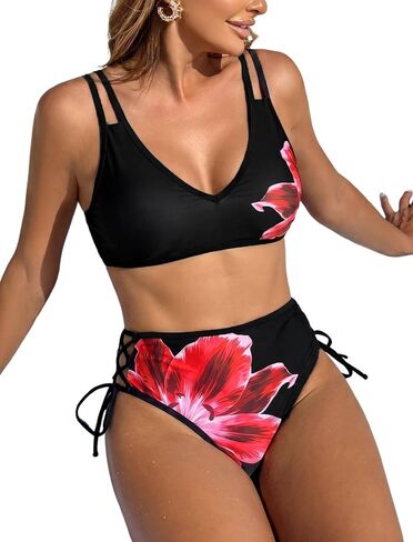 Women’s 3 Piece Bikini Set with Sheer Cover-Up Skirt Double Strap Bikini Top & Bottom Stretchy Summer Swimwear in Saudi Arabia