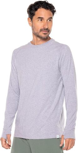 Men's Long-Sleeve T-Shirt with Thumbholes - UPF 50+ Sun Protection - LumaLeo in Black in Kuwait