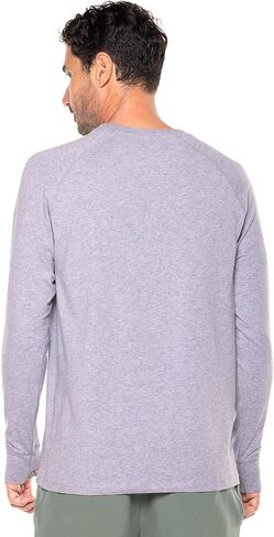 Men's Long-Sleeve T-Shirt with Thumbholes - UPF 50+ Sun Protection - LumaLeo in Black in Kuwait