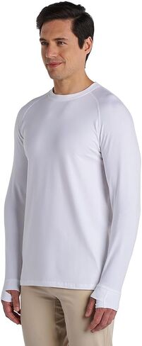 Men's Long-Sleeve T-Shirt with Thumbholes - UPF 50+ Sun Protection - LumaLeo in Black in Kuwait