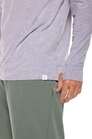 Men's Long-Sleeve T-Shirt with Thumbholes - UPF 50+ Sun Protection - LumaLeo in Black in Kuwait