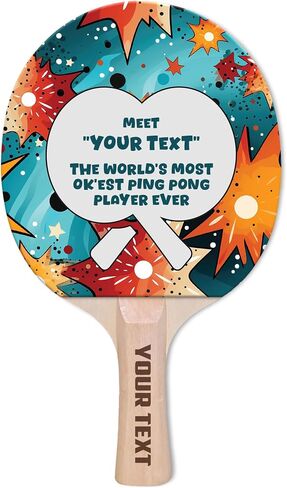 Custom Ping Pong Paddle – Add Your Name or Message – Funny & Personalized Gift for Table Tennis Lovers – Durable Racket for Casual Play – Choose from 4 Unique Designs Printed on Bumpy Rubber in Saudi Arabia
