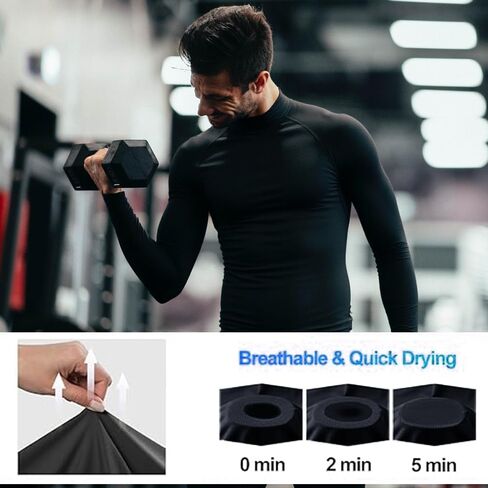 3 Pack Men's Half Turtle Neck Compression Shirts - Long Sleeve Thermal Workout Tops for Winter Gym & Training in Saudi Arabia