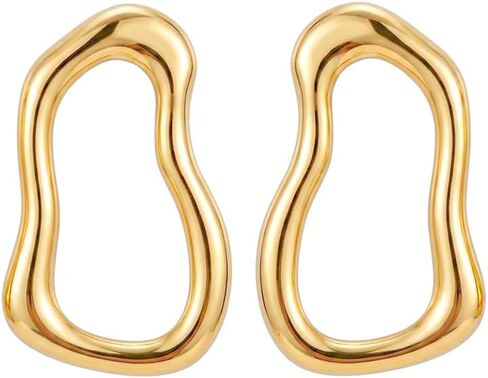 Y2K Geometric Large Gold Statement Earrings for Women - Unique Oversized Chunky Hoop Earrings, Hypoallergenic Chunky Gold Jewelry for Sensitive Ears in Saudi Arabia