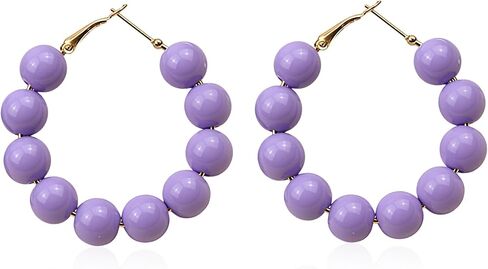 YUNXI Beaded Hoop Earrings for Women Bohemian Circle Round Bead Colorful Vintage Dangle Earrings in Kuwait