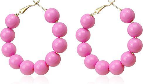 YUNXI Beaded Hoop Earrings for Women Bohemian Circle Round Bead Colorful Vintage Dangle Earrings in Kuwait
