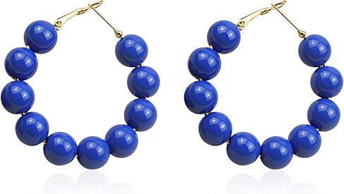 YUNXI Beaded Hoop Earrings for Women Bohemian Circle Round Bead Colorful Vintage Dangle Earrings in Kuwait