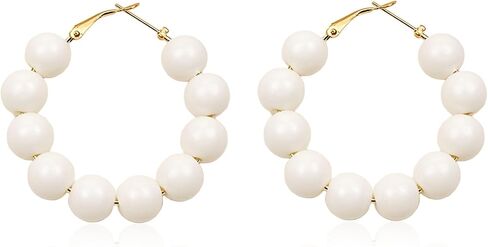 YUNXI Beaded Hoop Earrings for Women Bohemian Circle Round Bead Colorful Vintage Dangle Earrings in Kuwait