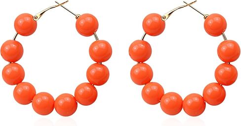 YUNXI Beaded Hoop Earrings for Women Bohemian Circle Round Bead Colorful Vintage Dangle Earrings in Kuwait