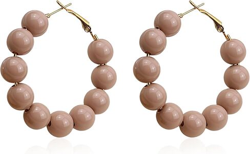 YUNXI Beaded Hoop Earrings for Women Bohemian Circle Round Bead Colorful Vintage Dangle Earrings in Kuwait