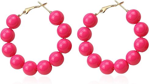 YUNXI Beaded Hoop Earrings for Women Bohemian Circle Round Bead Colorful Vintage Dangle Earrings in Kuwait